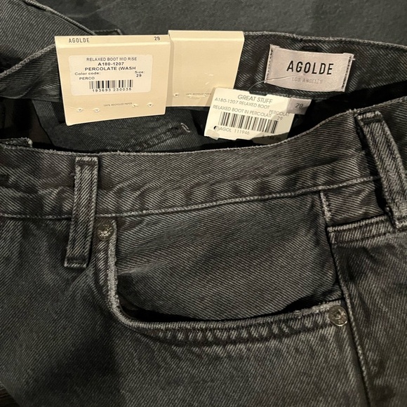 NWT Agolde Mid Rise Relaxed Distressed Boot Cut Bootcut Jeans Percolate Black - Picture 11 of 11